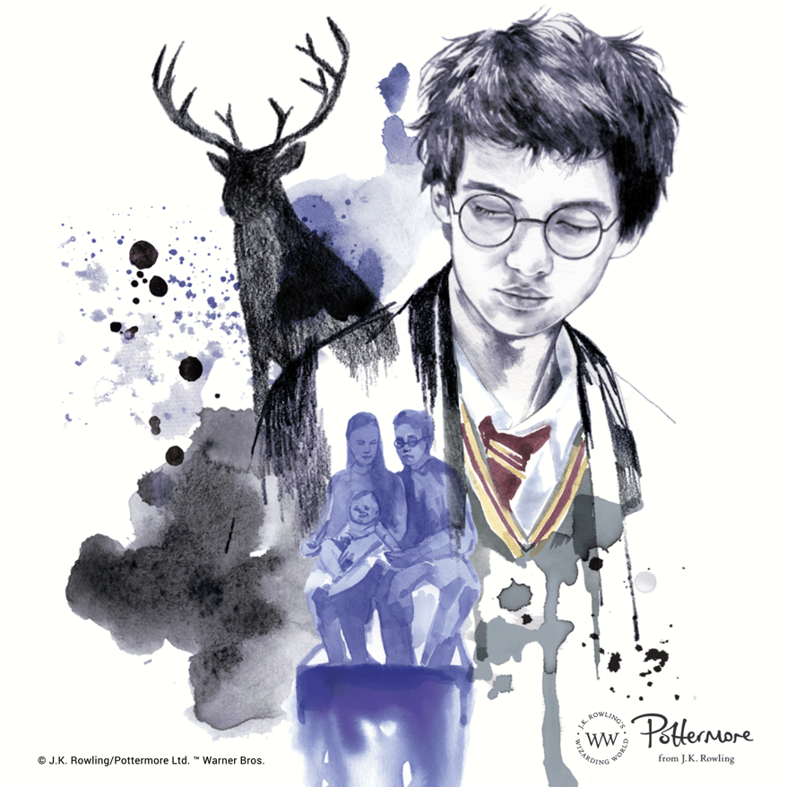 Animated illustration of a young James Potter