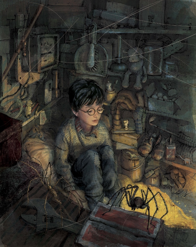 Harry Potter in cupboard Jim Kay RGB 636x800